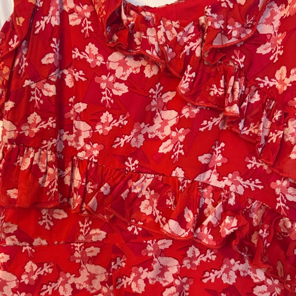 Red Floral Ruffle Dress - Picture 2 of 2